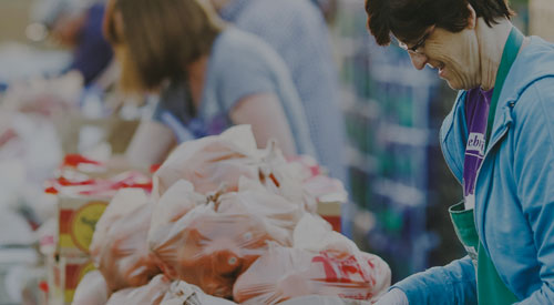 Women helping at food bank